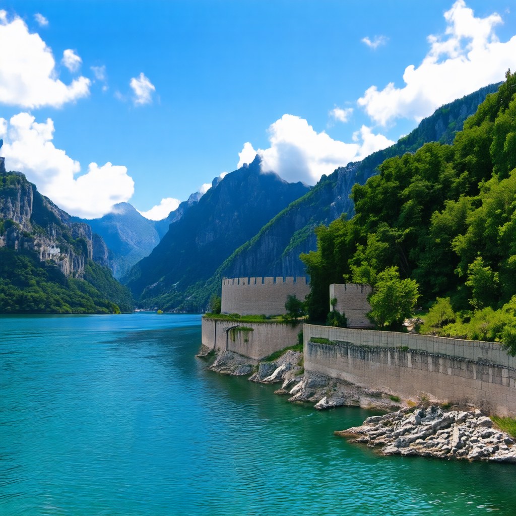 DA-VAE: turquoise alpine lake with mountains