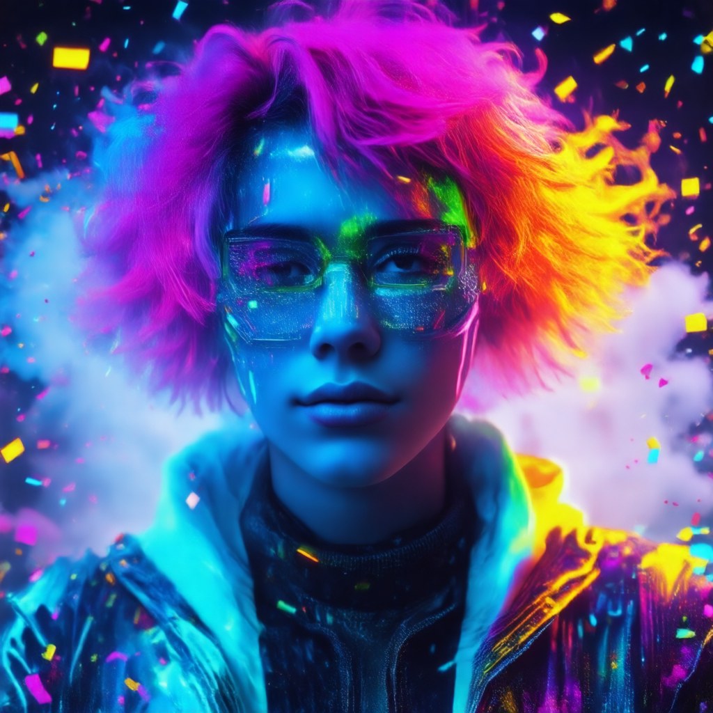 DA-VAE: neon cyberpunk portrait with colorful hair