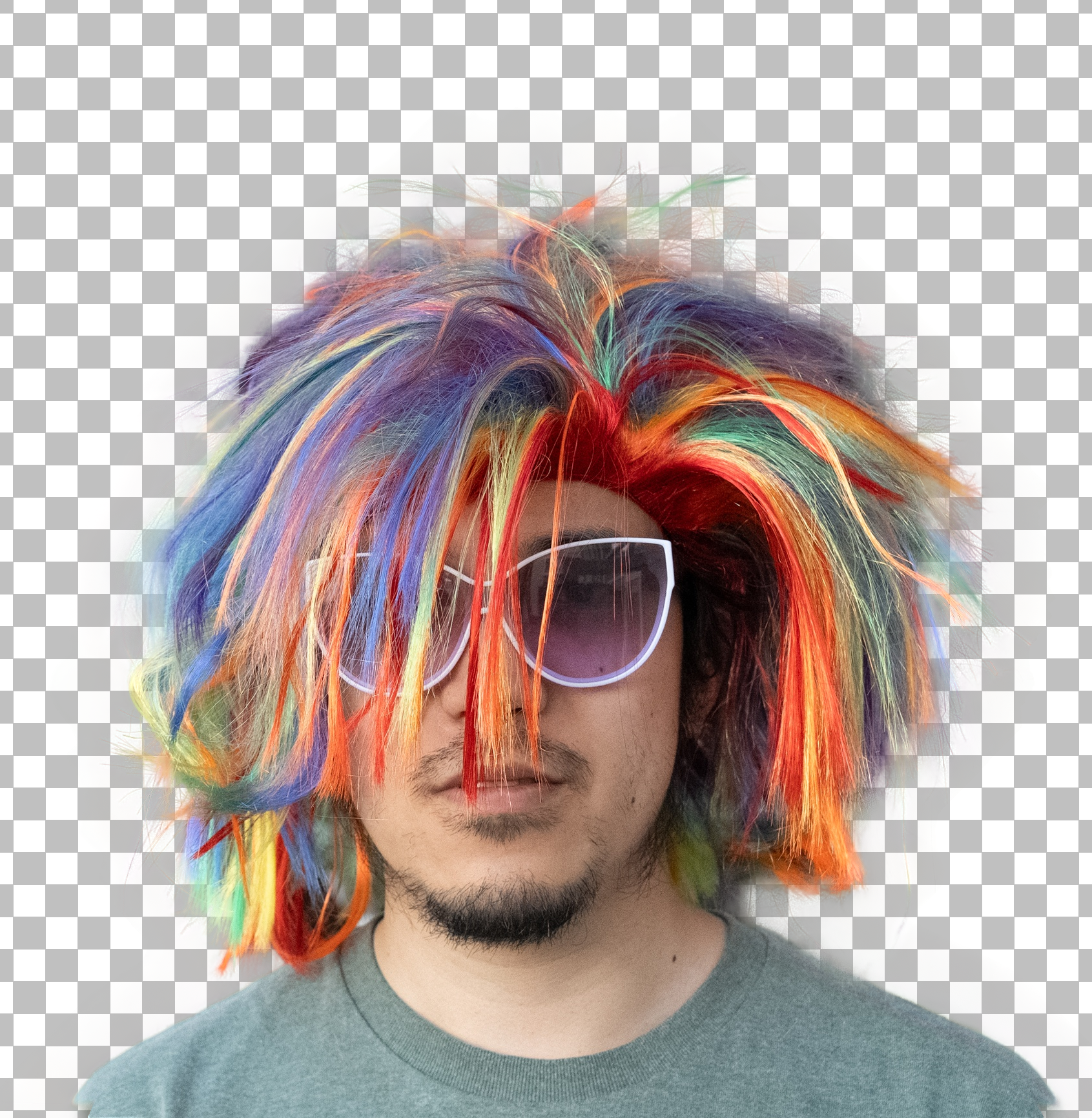 Predicted foreground color for colorful long-hair portrait